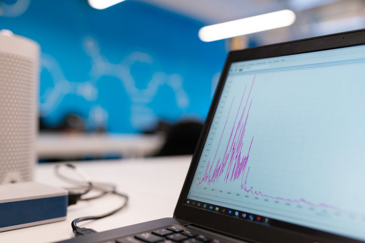 SEO analytics graph on laptop screen