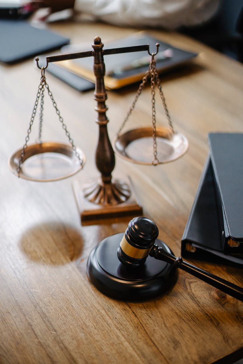 Legal desk with gavel symbolizing data collection regulations