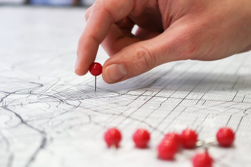 A single map pin marking a place returned by the API